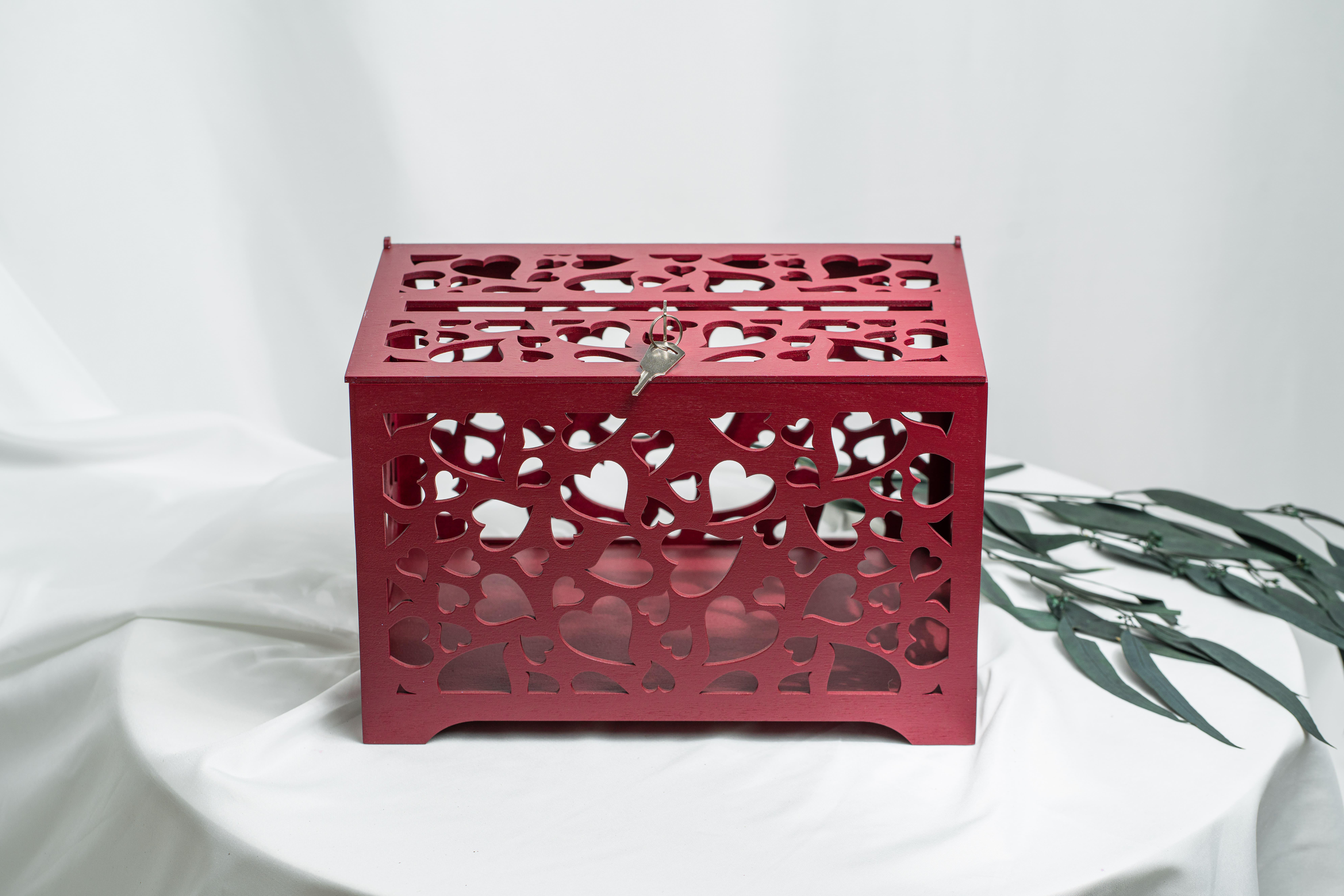 Шкатулка свадебная Elfy Сердца Темно-красный (23793160)