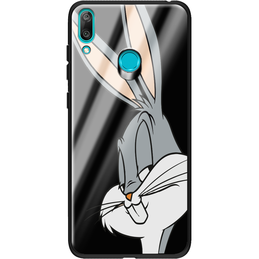 Чохол Boxface Huawei Y7 2019 Lucky Rabbit Чорний силікон зі склом (36044-bk81-37730)