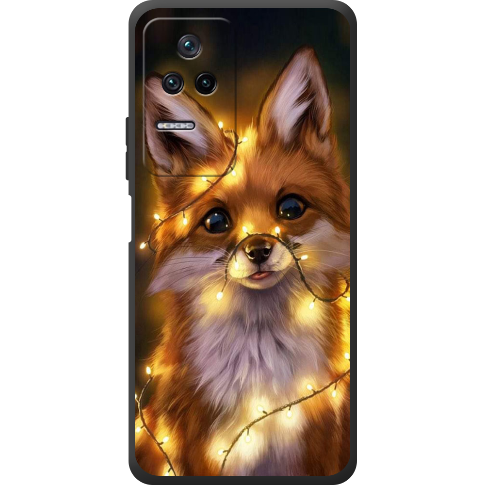 Чехол BoxFace Xiaomi Poco F4 Рождественская лиса Черный силикон (44474-up2399-44484)