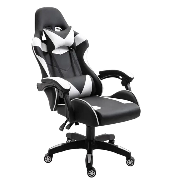 Крісло ігрове комп'ютерне Kontrast з функцією масажу з подушками Білий (40068) - фото 3