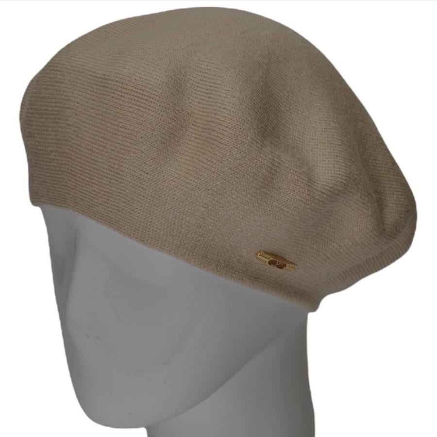 Берет женский Lirus Шанель из шерсти двойной тонкой вязки Светло-бежевый