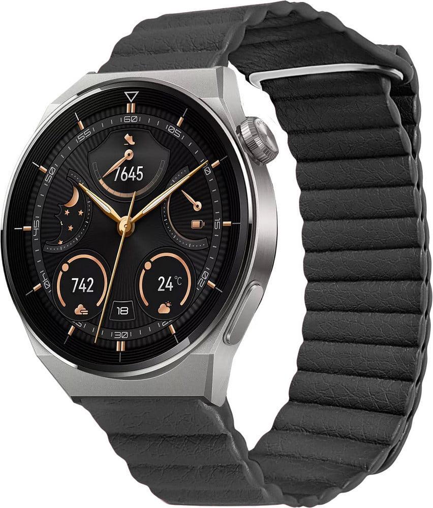 Ремешок кожаный Genis для Huawei Watch GT3 Pro 46 мм Black (37311-2B)