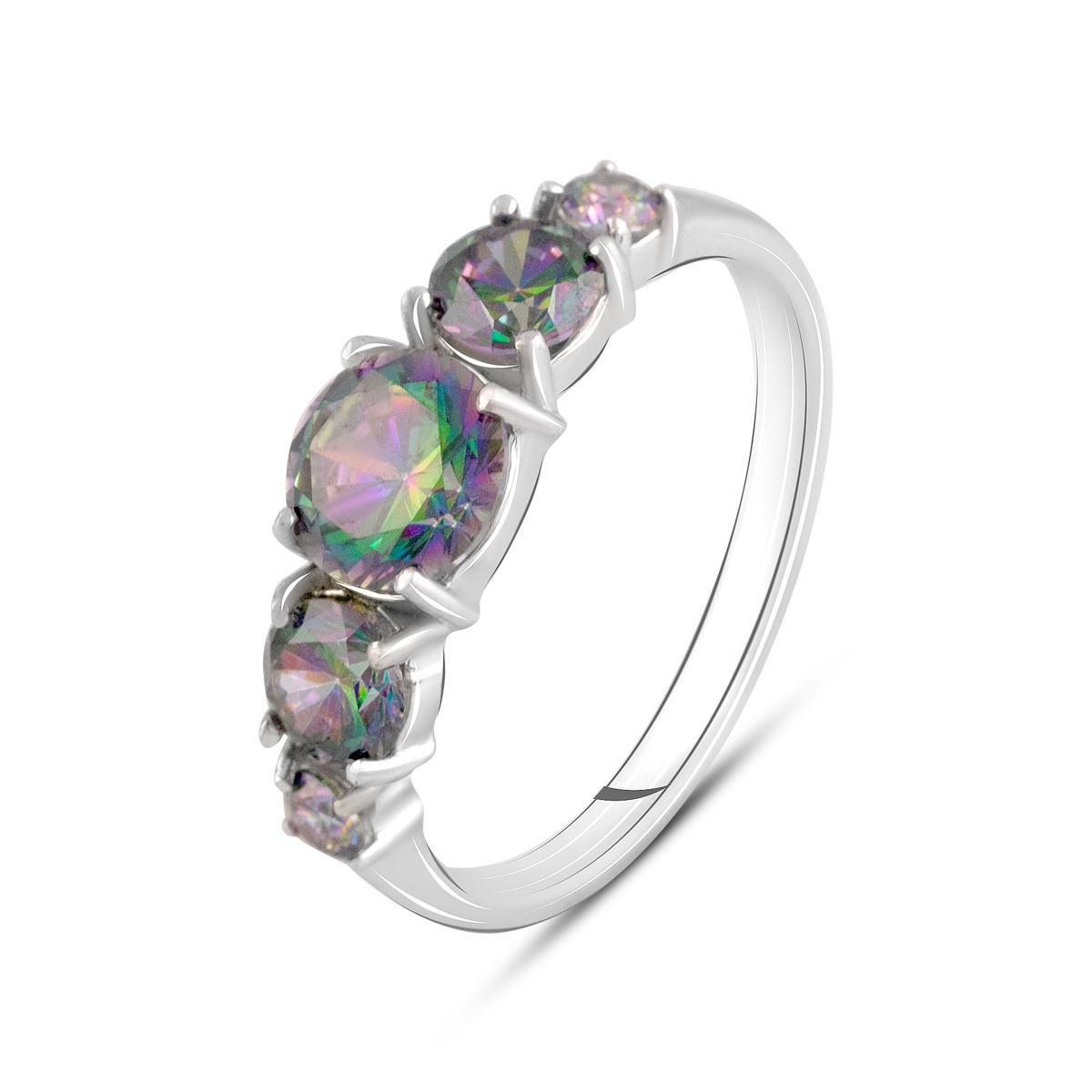 Кольцо серебряное с мистическим топазом 2,4 ct 3,17 г р. 19 (2117322)