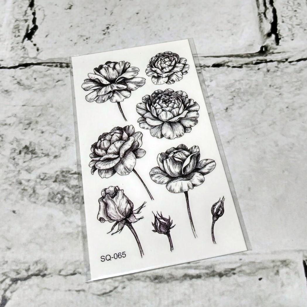 Тату временное Цветы лист 6x10.5 см (SQ-065)