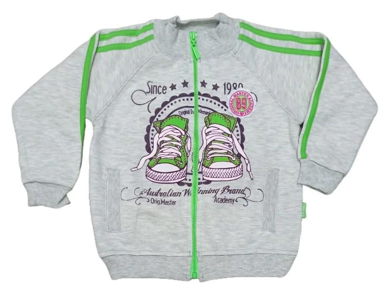 Кофта на молнии для девочки Bembi 86 см Серый/Салатовый (КФ 72)