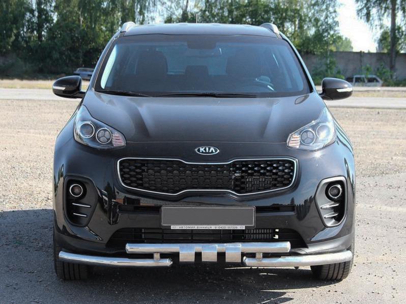 Передняя защита ST009-15 CAN для Kia Sportage 2015-2021 гг. нержавеющая сталь Хром
