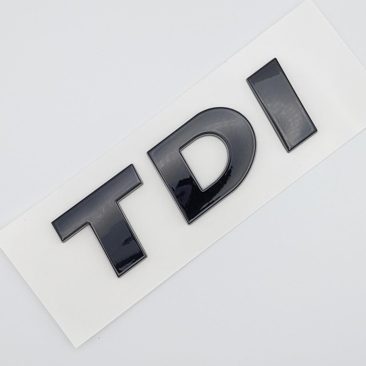 Емблема напис TDI Volkswagen курсив ABS 7,7х2,5 см Чорний глянцевий (1726064909)