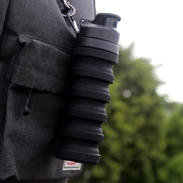 Пляшка для води силіконова складана EL-582 Чорний - фото 7 Пляшка для води силіконова складана EL-582 Чорний - фото 7