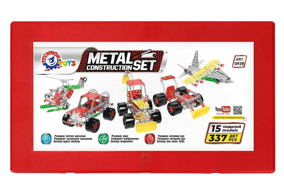 Конструктор ТехноК Универсальный из металла на 337 деталей Разноцветный (150-98-TH0939)