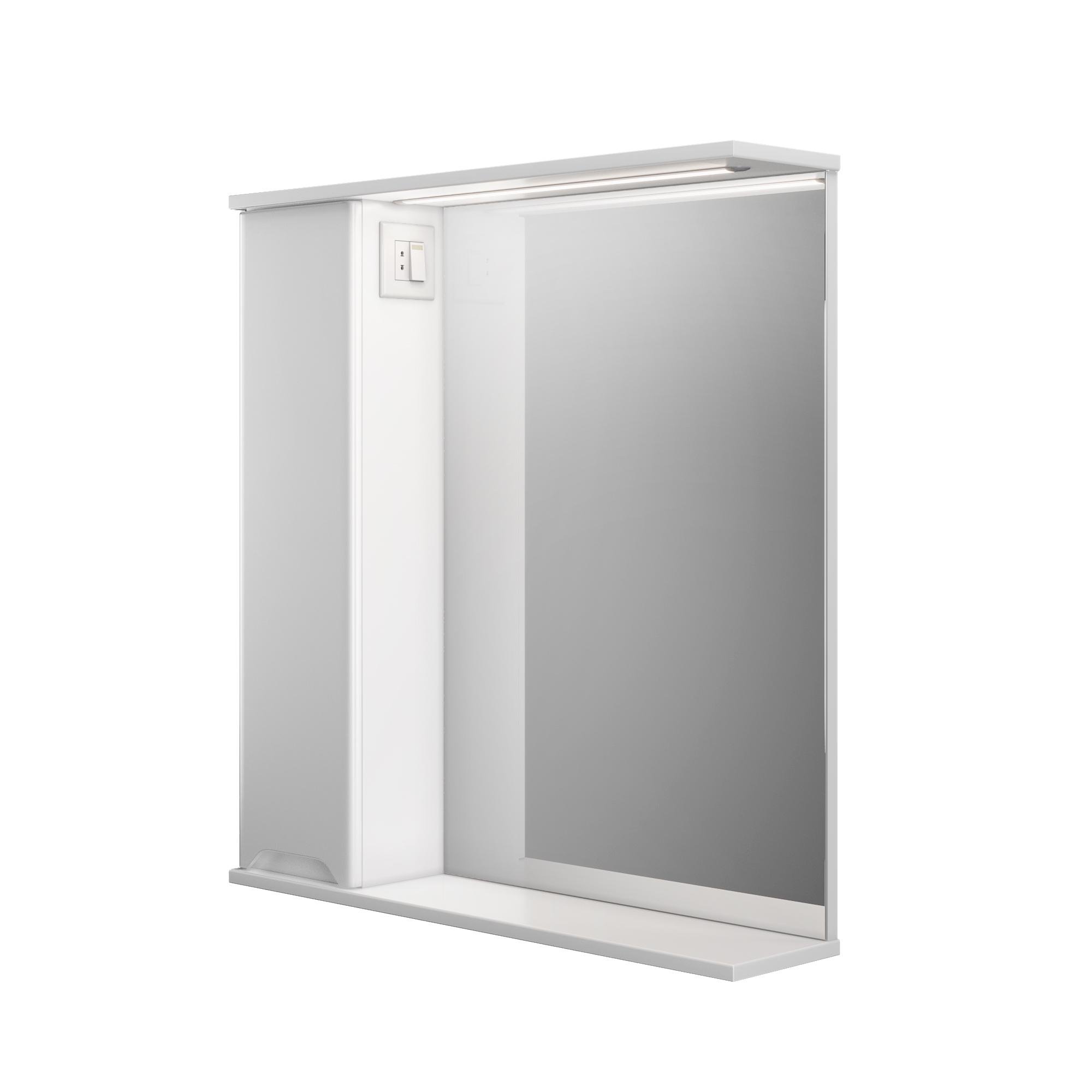 Шкаф настенный ВанЛанд Prime Prmc-75 с зеркалом и LED подсветкой левый (00081VAN)