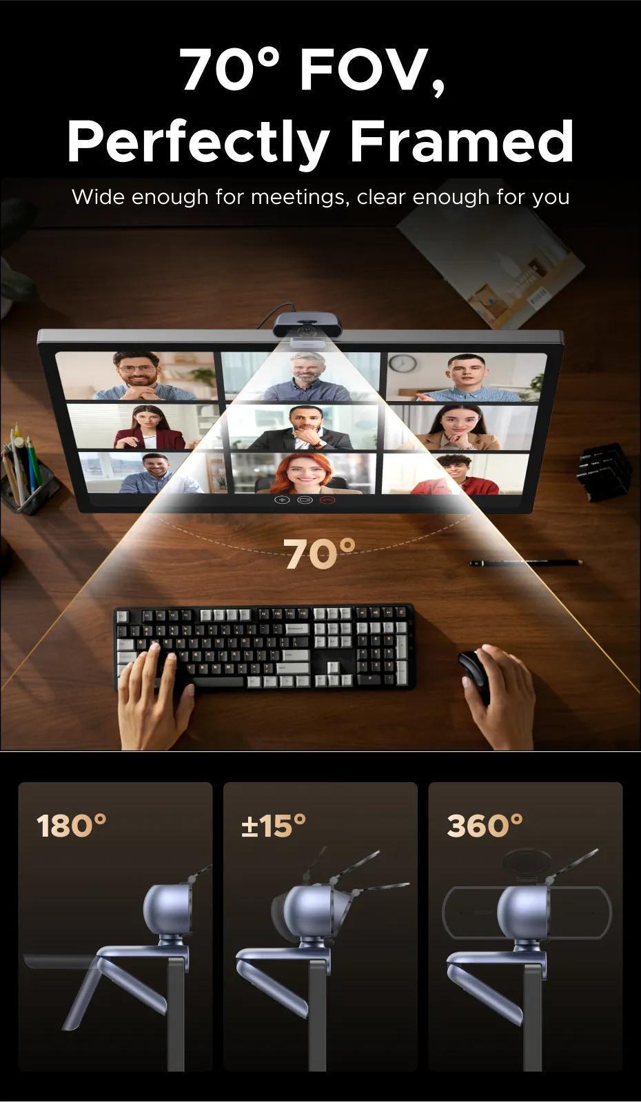 Веб-камера 4k Ugreen USB-C 2 м Серый (65381) - фото 12