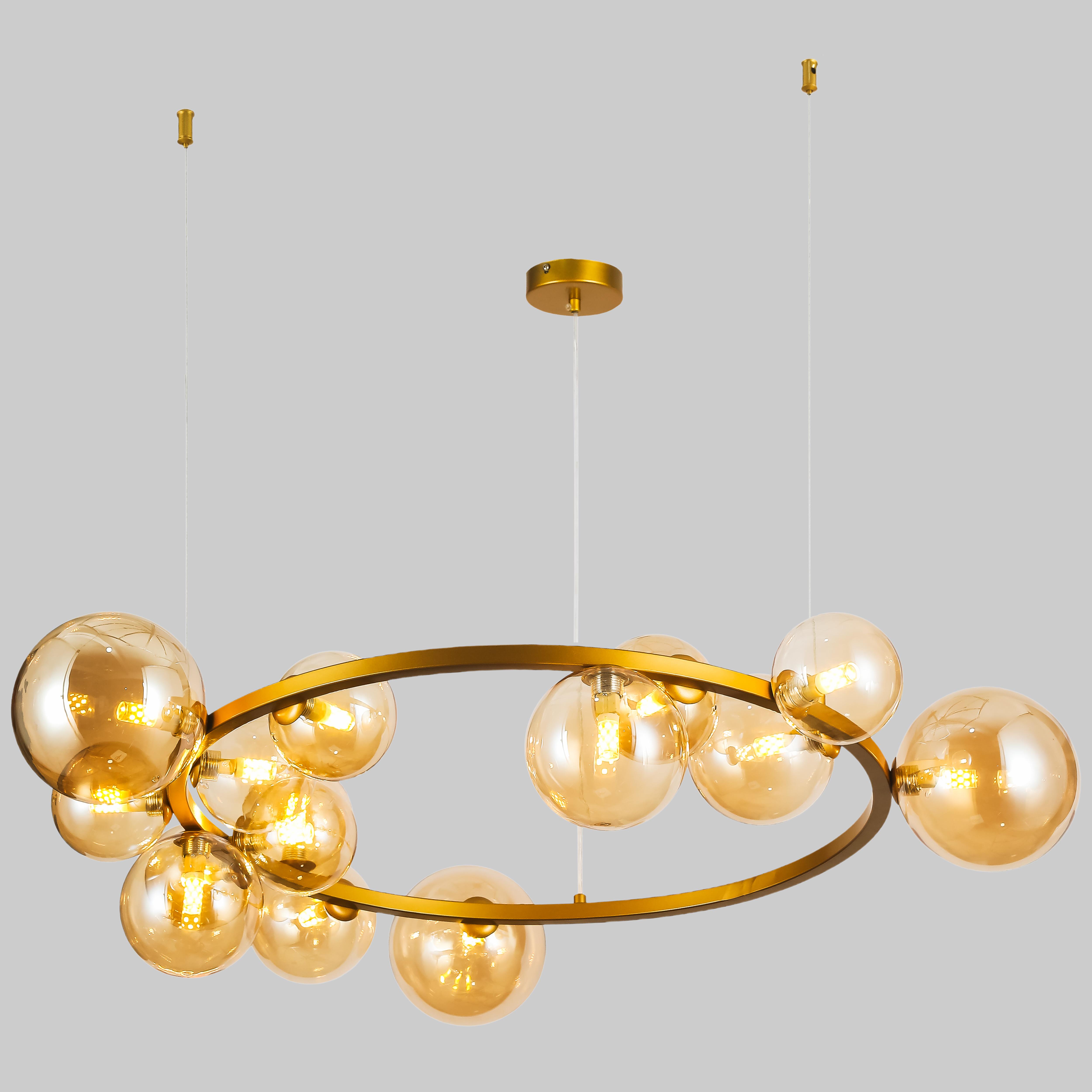 Люстра круглая из шаров на 15 ламп 80 см Бронзовый (918-LP267-15 DDG+BR) Люстра круглая из шаров на 15 ламп 80 см Бронзовый (918-LP267-15 DDG+BR)