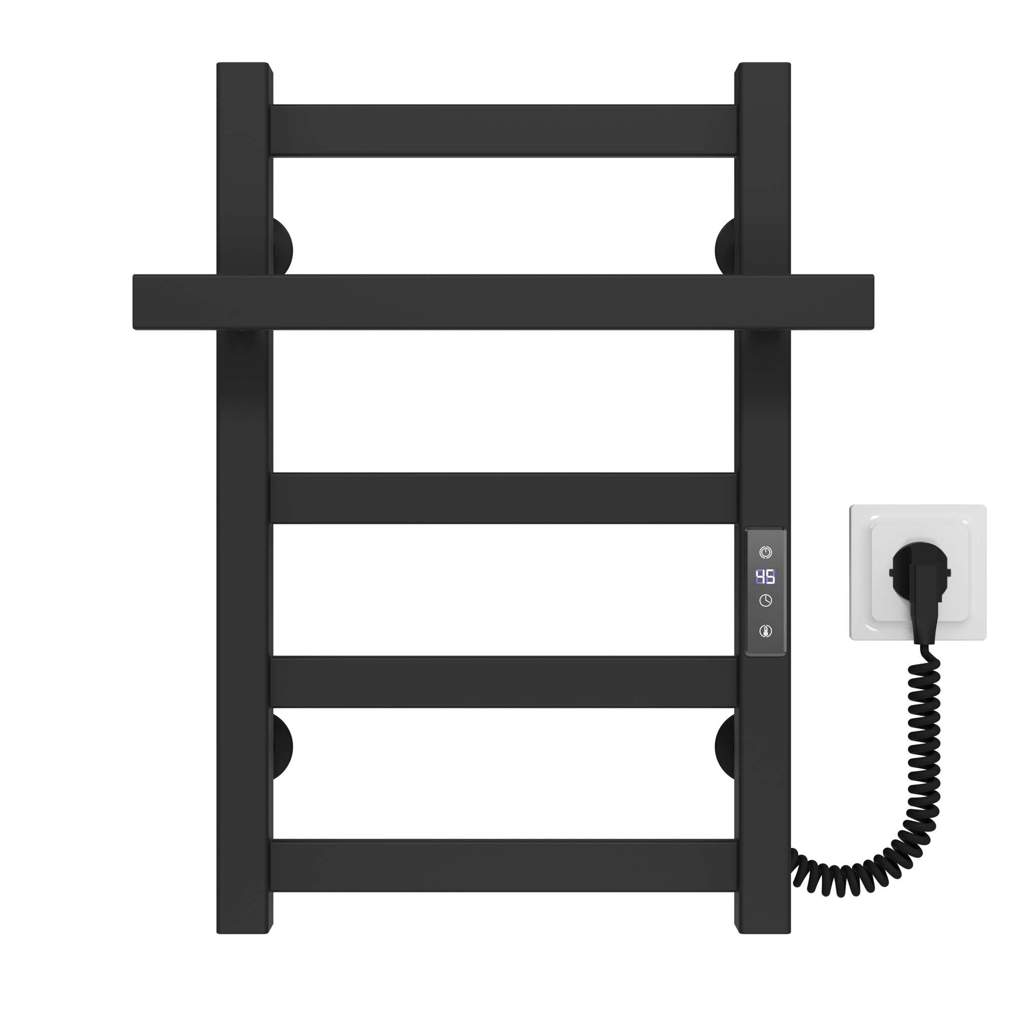 Полотенцесушитель электрический Deffi Nicolе П5 JD04 правое подключение нержавеющая сталь 300х500 мм Черный (A.NI.50.30.5.EBR2)