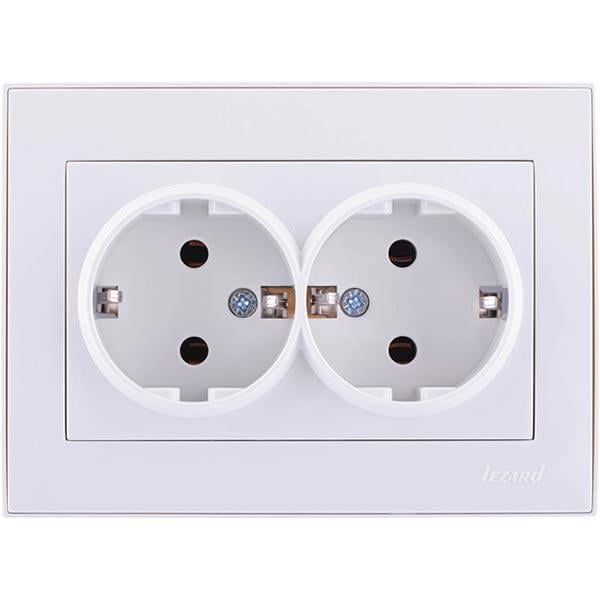 Розетка Lezard Rain 2-я с заземлением Белый (703-0202-127В)