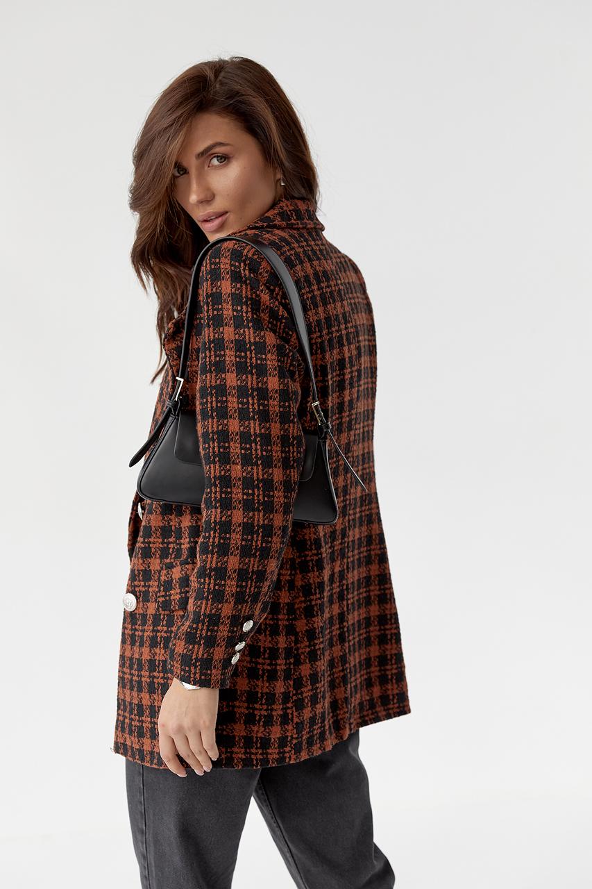 Піджак жіночий твідовий M Коричневий (9528386) - фото 2 Піджак жіночий твідовий M Коричневий (9528386) - фото 2