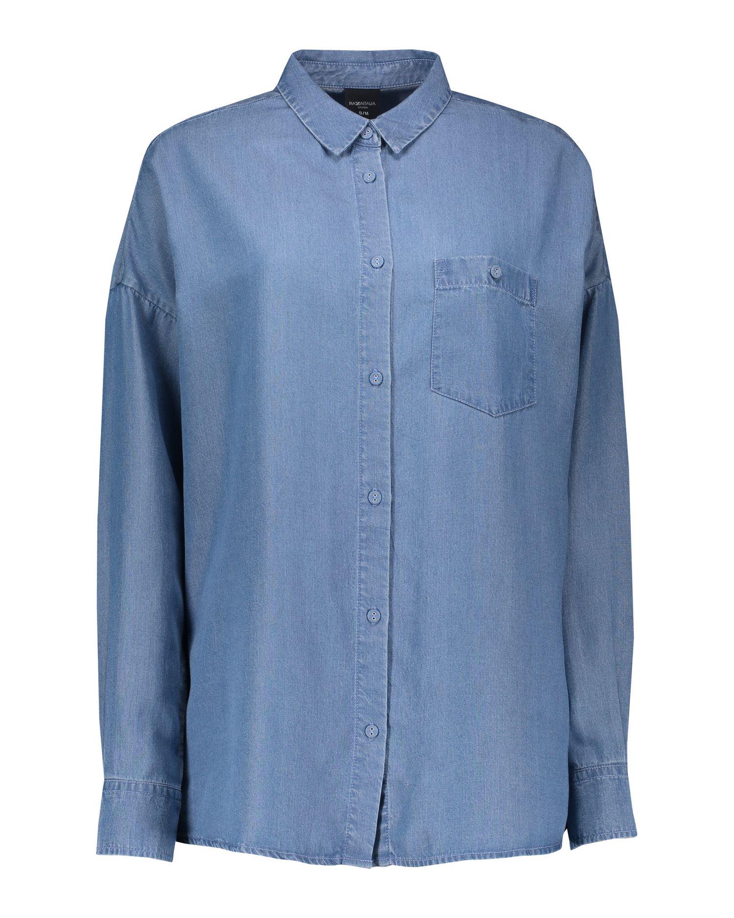 Рубашка женская Piazza Italia 43704 L/XL Синий - фото 5 Рубашка женская Piazza Italia 43704 L/XL Синий - фото 5