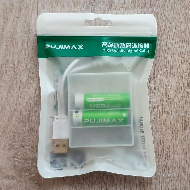 Акумулятори Pujimax 14500 з Type-C Li-Ion 1000 mAh 3,7V 2 шт./кейс/кабель (2575993808) - фото 4