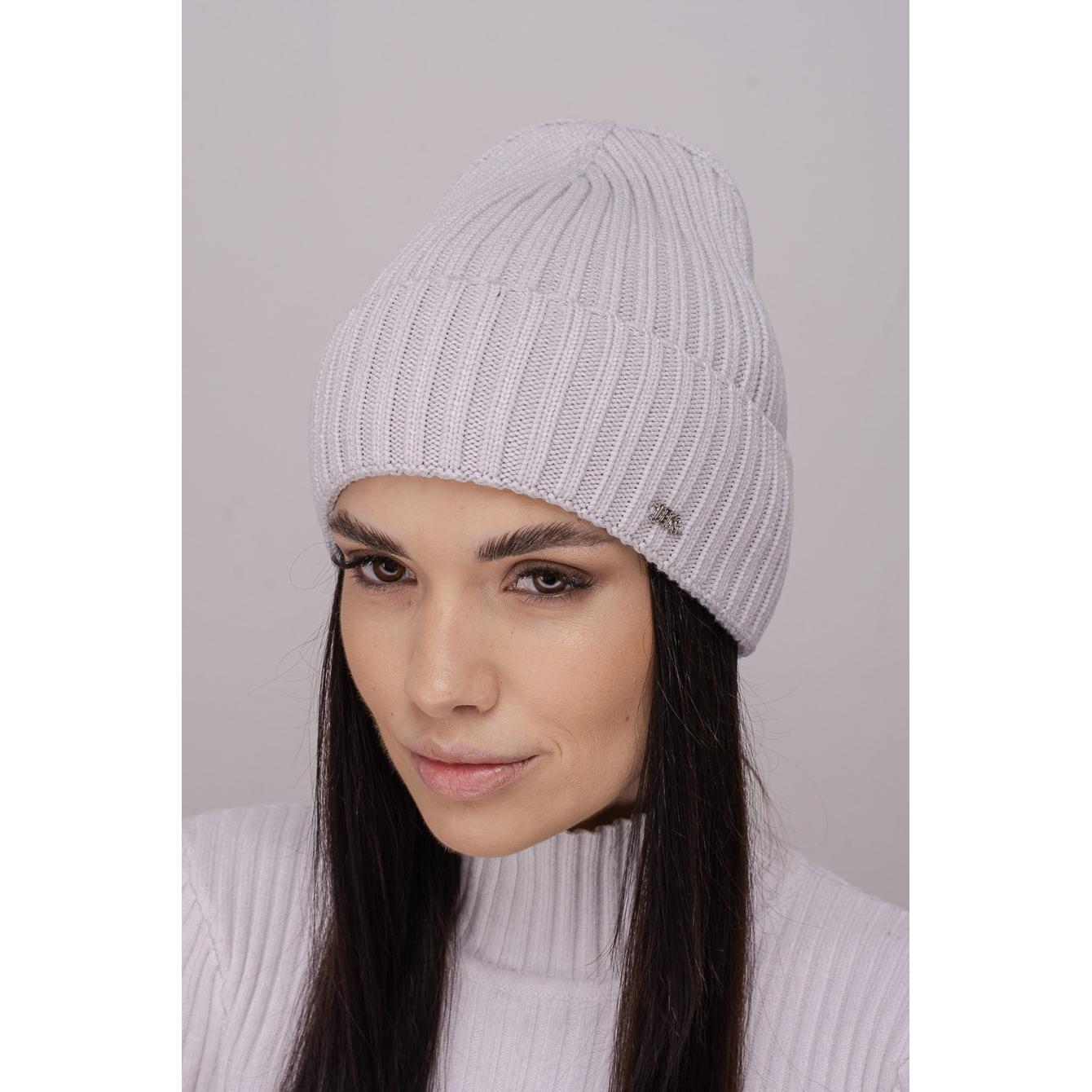 Шапка женская с отворотом Leks МАНГО шерстяная универсальный Светло-серый (291974)