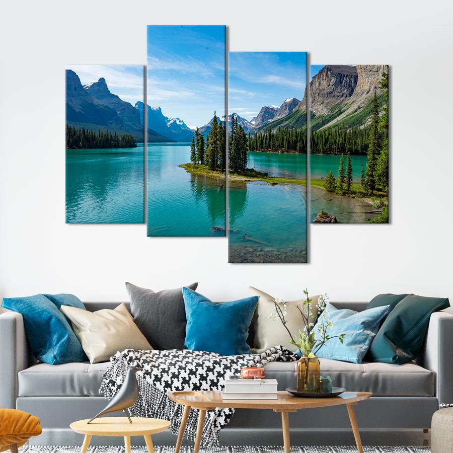 Картина природа Панорамный вид на горное озеро Малайн 129x90 см (A1139-4)