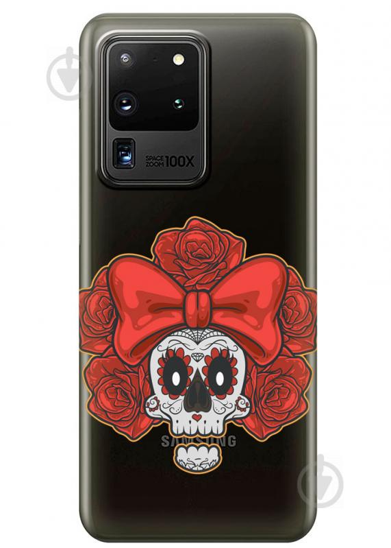 Прозрачный силиконовый чехол iSwag для Samsung Galaxy S20 Ultra Готический череп (M1185)