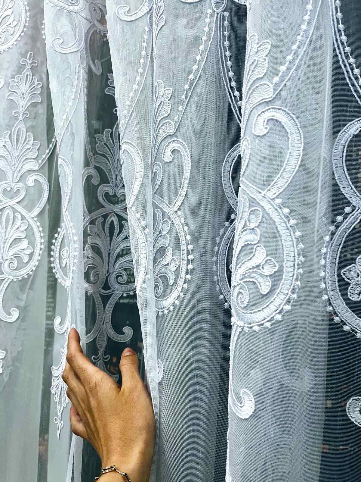 Тюль бамбук з вишивкою 3х2,7 м 1 шт. Білий (2829) - фото 5 Тюль бамбук з вишивкою 3х2,7 м 1 шт. Білий (2829) - фото 5