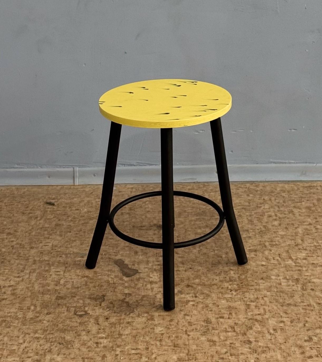 Табурет для кухні/тераси Recast Plastic круглий 30х43 см Жовтий (BR150) - фото 2