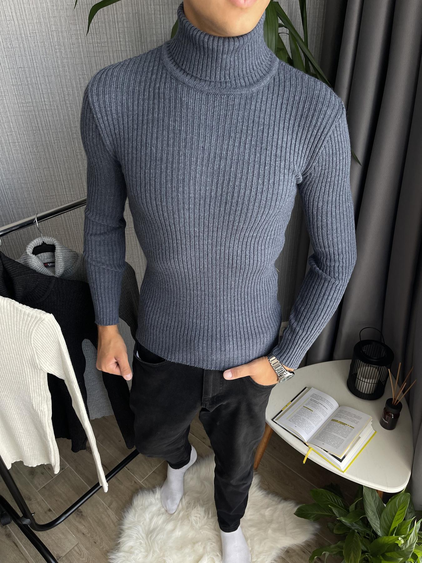 Гольф мужской в рубчик зимний с высоким горлом XL Синий (25537/2/3) - фото 8 Гольф мужской в рубчик зимний с высоким горлом XL Синий (25537/2/3) - фото 8