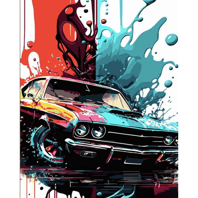 Картина за номерами Strateg Преміум Авто в фарбах з лаком та рівнем 40x50 см (DY414)