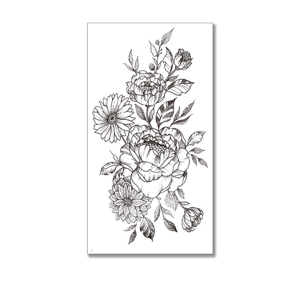 Тату тимчасове водостійке 3D велике Квіти з листям XQB-350 20х10,5 см (4506410) Тату тимчасове водостійке 3D велике Квіти з листям XQB-350 20х10,5 см (4506410)