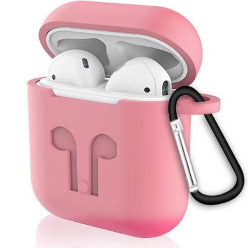 Чехол силиконовый для AirPods с карабином и заглушкой Розовый (KG-3650) Чехол силиконовый для AirPods с карабином и заглушкой Розовый (KG-3650)
