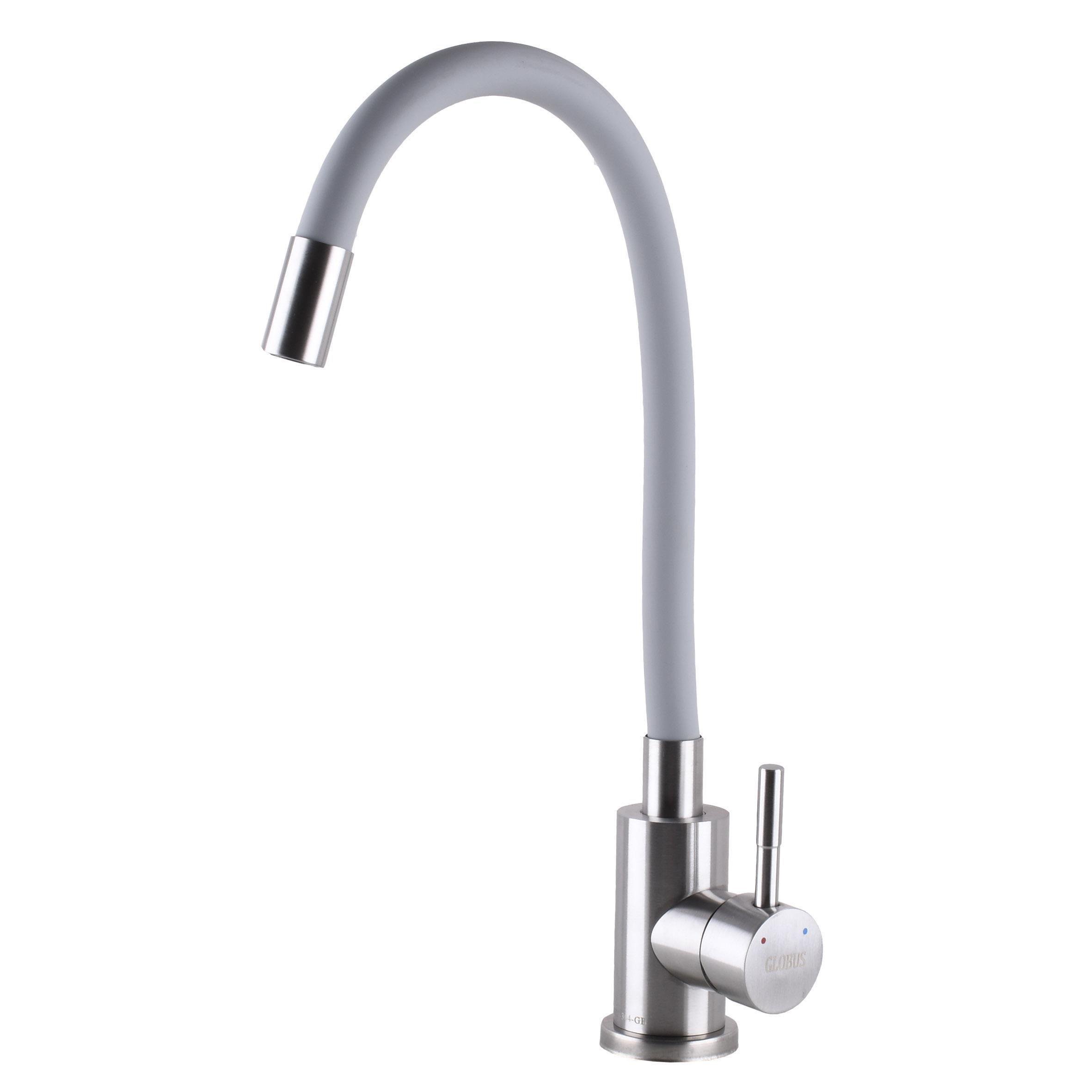 Смеситель для кухни с гибким изливом Globus Lux Alpen SBT1-203SG Белый (23175)