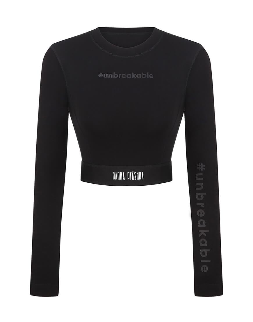 Лонгслів короткий жіночий GANNA PTASHKA чорний XS