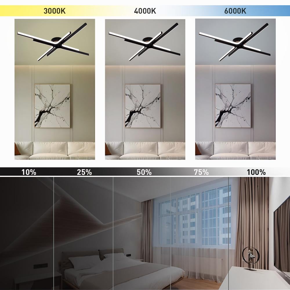 Люстра управляемая светодиодная ESLLSE ESTA 70 Вт 4L 770x60 мм Черный (10586) - фото 3