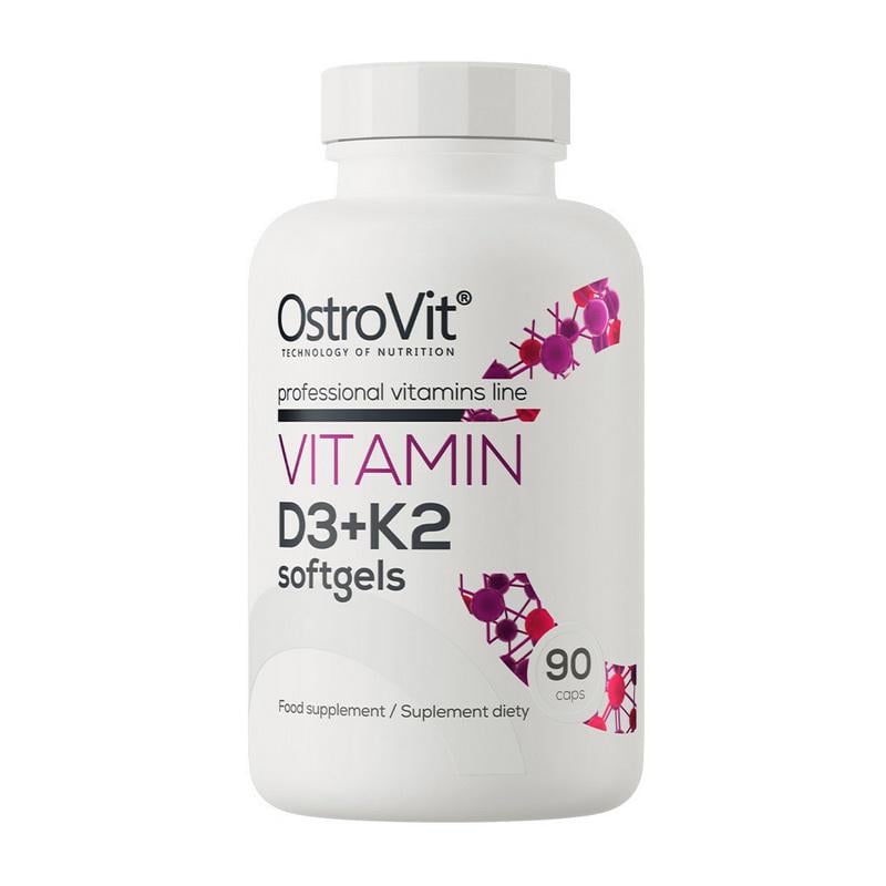 Вітамін Д3 OstroVit Vitamin D3 2000 МО + К2 100 мкг 90 м'яких капс.