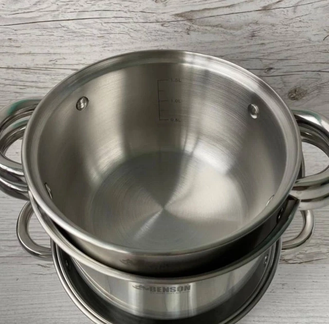 Набор кастрюль Benson 6 пр. из нержавеющей стали (BN-198) - фото 3 Набор кастрюль Benson 6 пр. из нержавеющей стали (BN-198) - фото 3