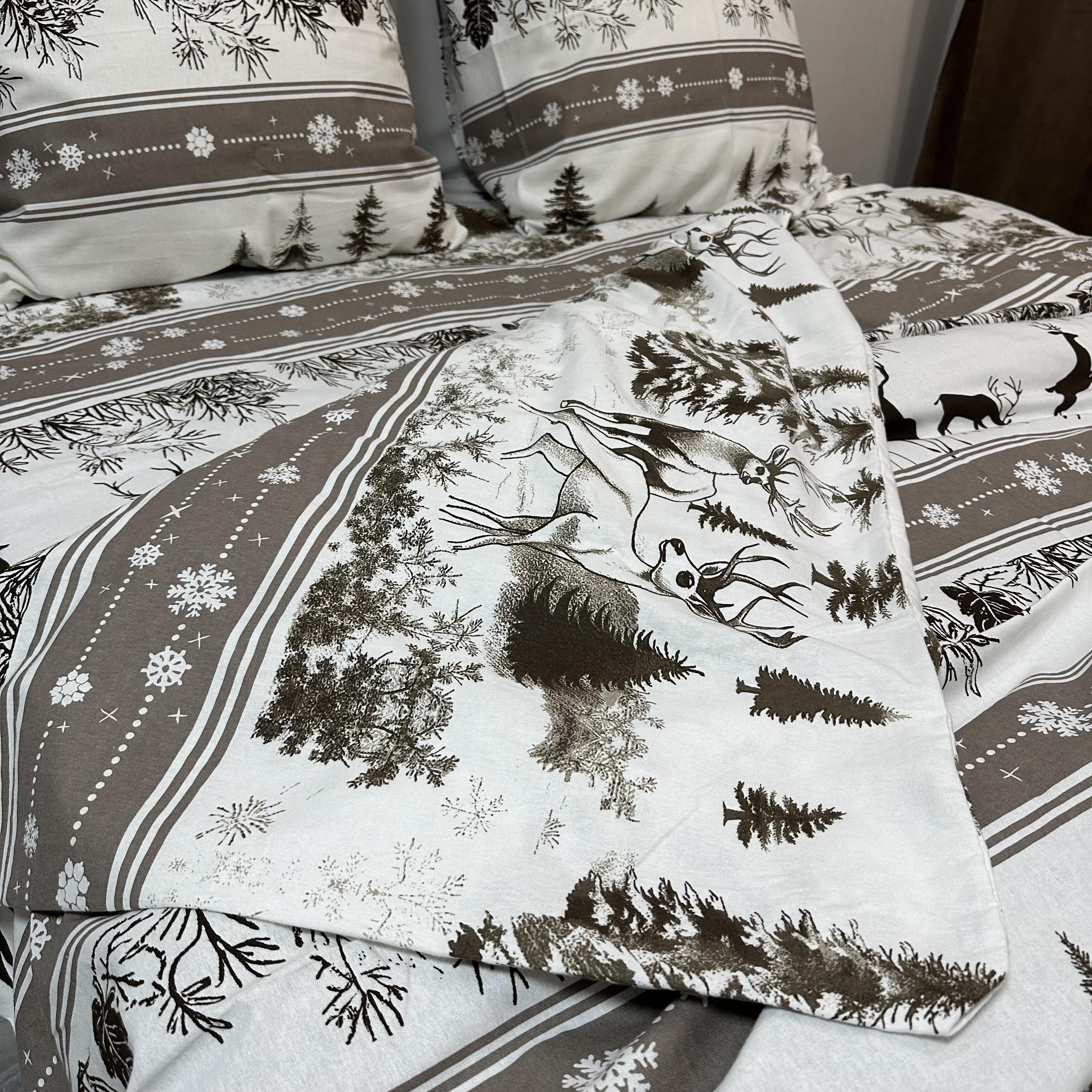 Комплект постільної білизни байкова Зимовий сімейний Сірий (байка 1-4) - фото 2