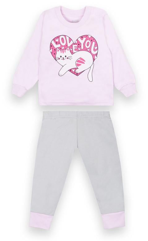 Пижама детская хлопковая теплая для девочки Gabbi PGD-20-3 80 см Розовый/Серый (12452)