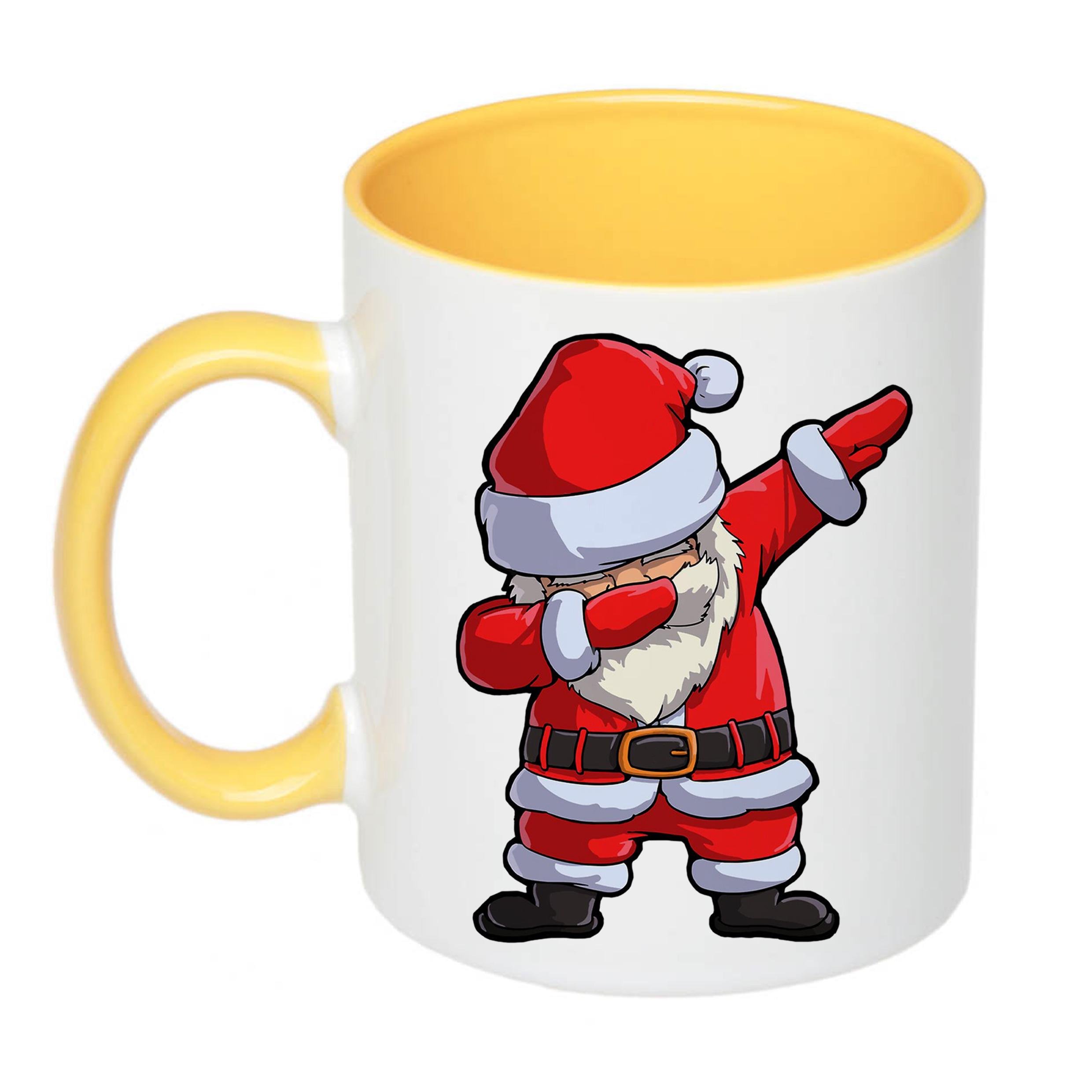 Чашка с новогодним принтом Санта "Санта-Клаус деб" 330 мл Желтый (16635) - фото 2