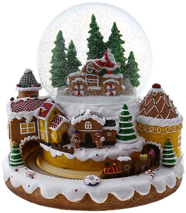 Шар водяной Пряничный Домик и Паровозик музыкальный с LED-подсветкой Ø15 см (BD-129-112)