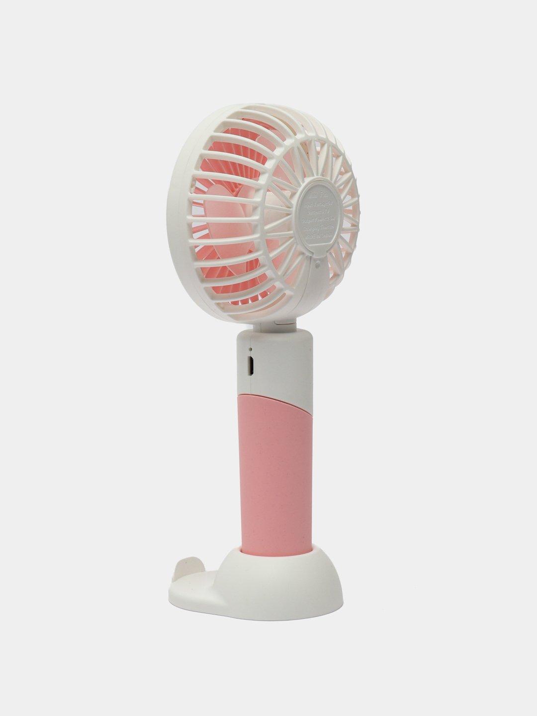 Вентилятор настільний ручний із USB-зарядкою ZB 100 Mini Fan 2в1 Рожевий - фото 4