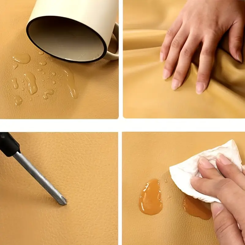 Латка зі штучної шкіри самоклеюча 20х30 см Кремово-білий - фото 8