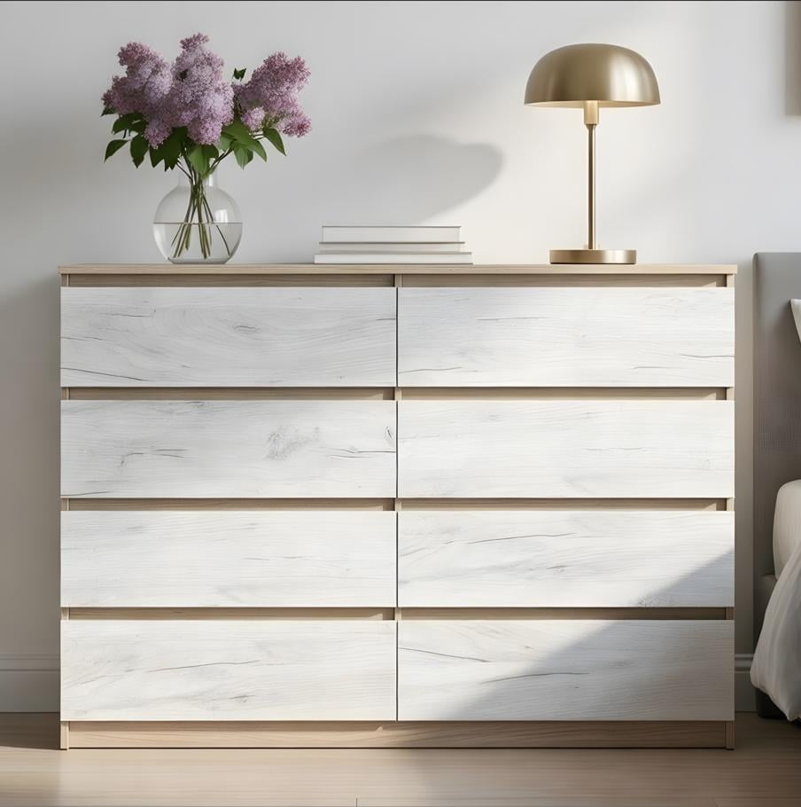 Комод великий сучасний Мастер Форм Брайт 1300х376х950 мм Дуб крафт Сірий/Дуб крафт білий (20105)