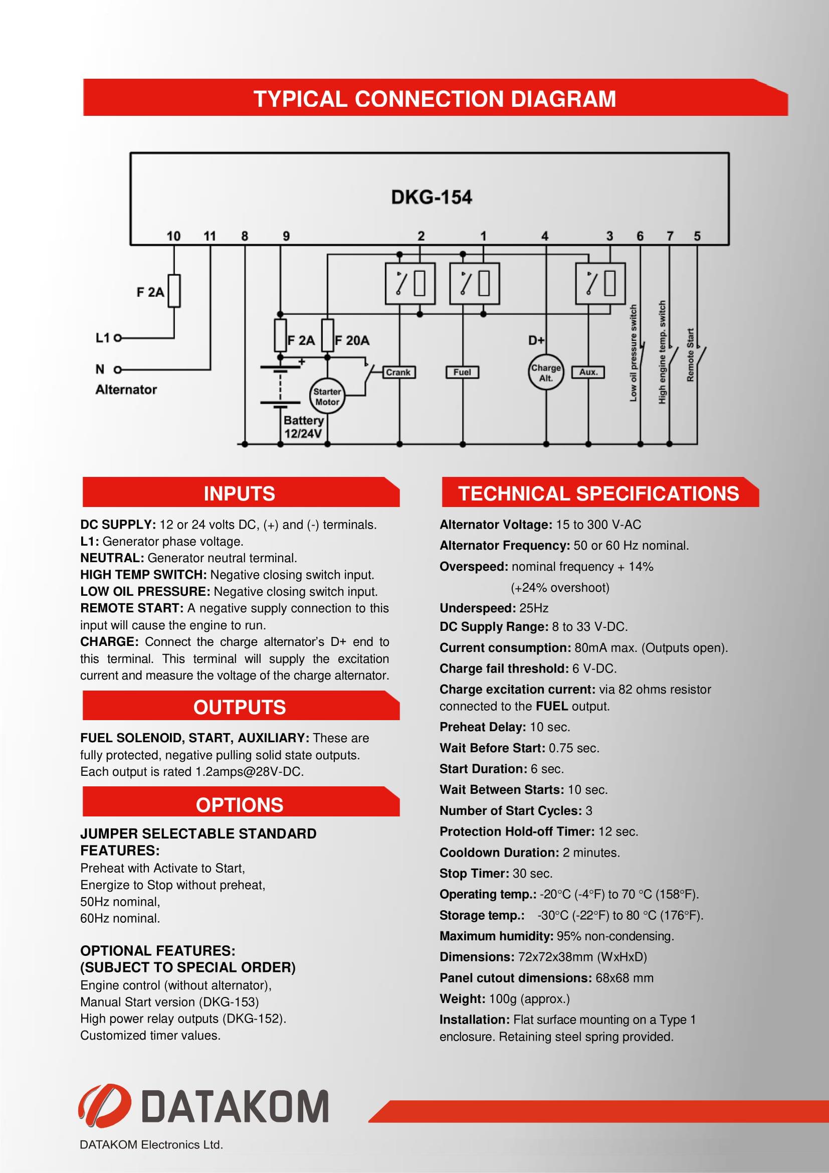 Модуль дистанционного старта DATAKOM DKG-154 с твердотелыми выходами - фото 4