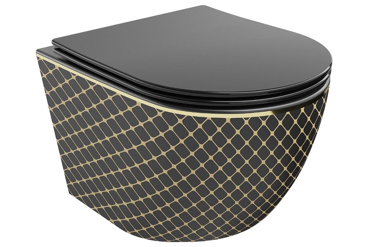 Унитаз подвесной Mexen LENA Black Matt/Diamod Gold (2619550353)