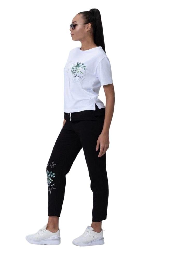 Комплект футболка/брюки Signet 403826x06 женский M Бело-черный