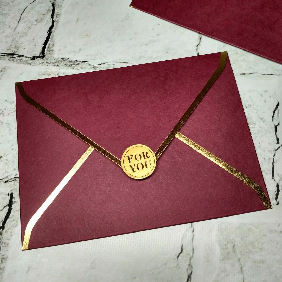 Конверт паперовий Преміум Gold 12,5х17,4 см Бордовий (MR-1462-3)