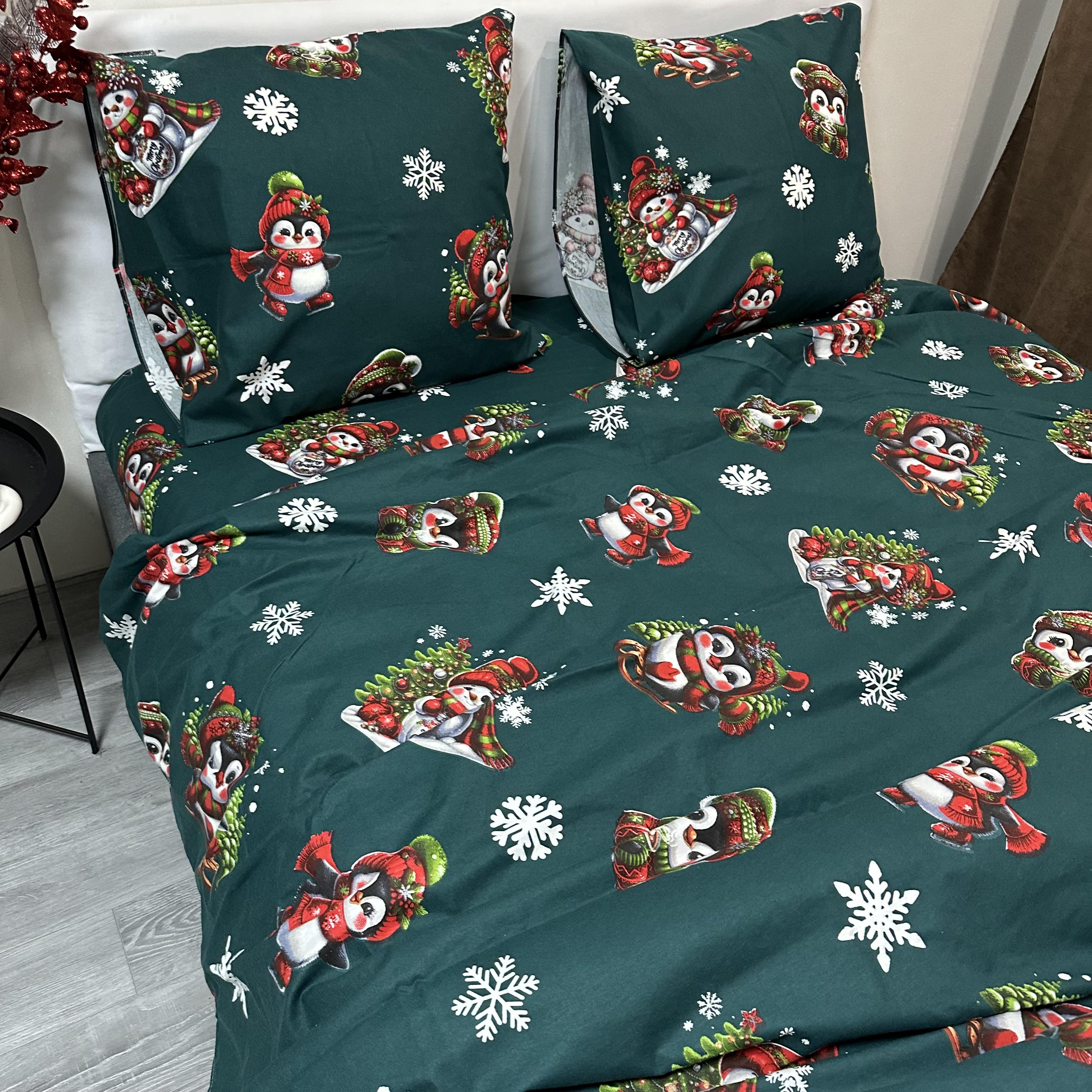 Комплект постільної білизни байкова Зимовий євро Зелений (байка 8-3) - фото 6