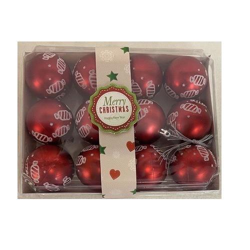 Шарики новогодние елочные Stenson M47943 пластиковые 6 см 12 шт. (13103130)