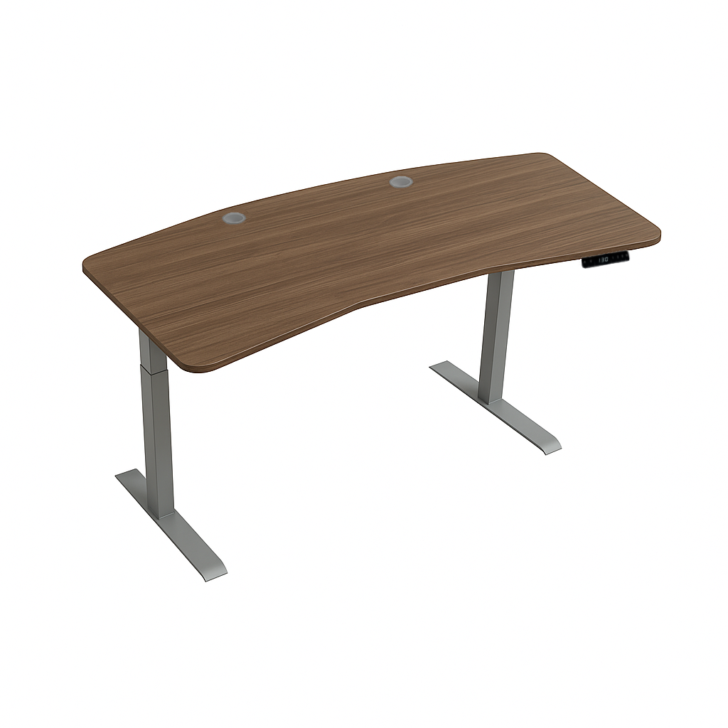 Комп'ютерний стіл з регулюванням висоти двомоторний 2-ступеневий з двома заглушками Сірий/Дуб Урбан кавовий (69904СірДук)