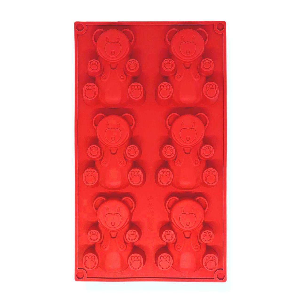 Форма силіконова Profsil Ведмедики Барні 6в1 Червоний (201460-чер)